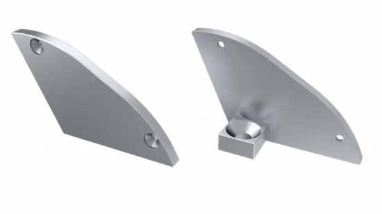 Endkappe Aluminium für LED Profil LUMINES RETO silber recht mit Stütze 30°