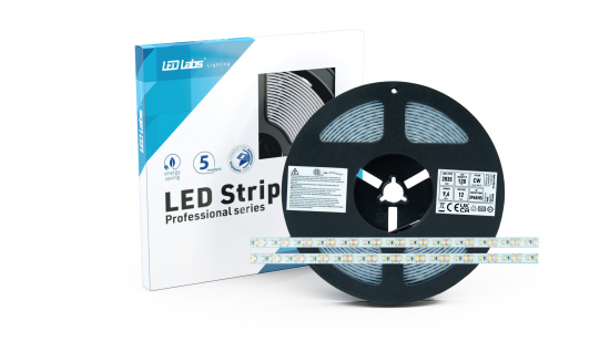 LED Streifen PRO 3Y 12V 600 LED 2835 SMD 9.6W CW RA90 HS